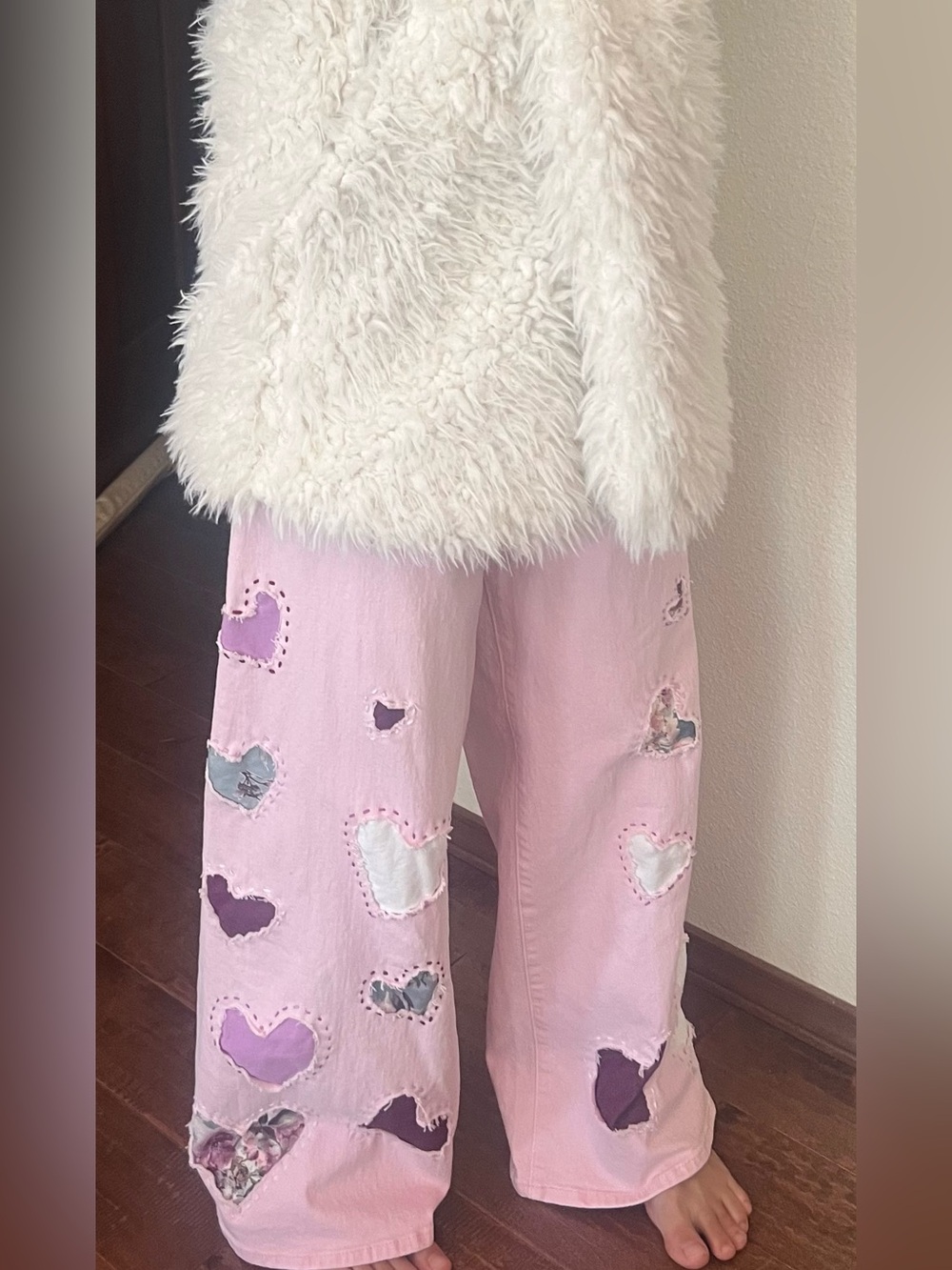 Hand stitched hearts jeans size 6 - Picture 3 of 16